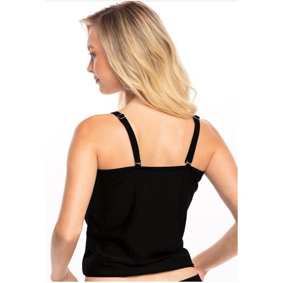 H2oh Capri Tankini Swimtop Swimsuit Black Size L GUC - Picture 2 of 8